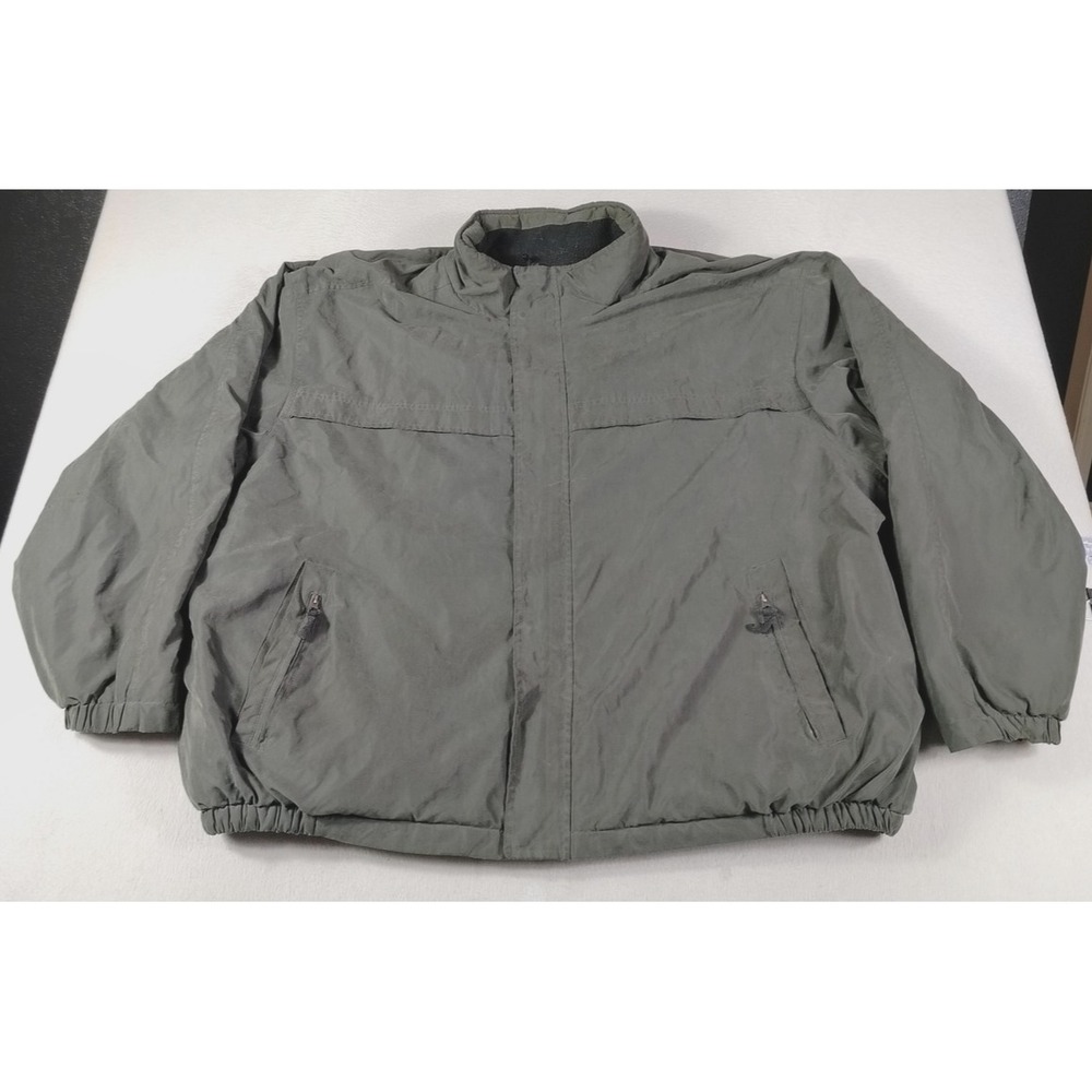 St John's Bay Jacket Mens 4XL Green Microfiber Puffer Insulated Full Zip Winter